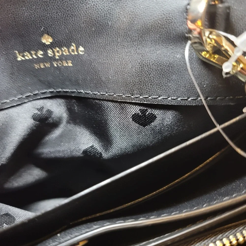 Kate Spade Black Patent Leather Crossbody Bag Clutch Gold Hardware WKRU2652